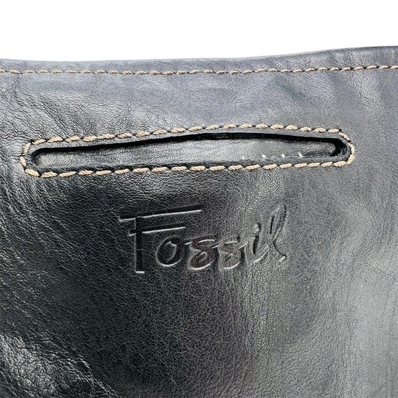 Fossil Handbag Black Leather Single Strap Shoulder Bag Top Zip - Picture 6 of 16